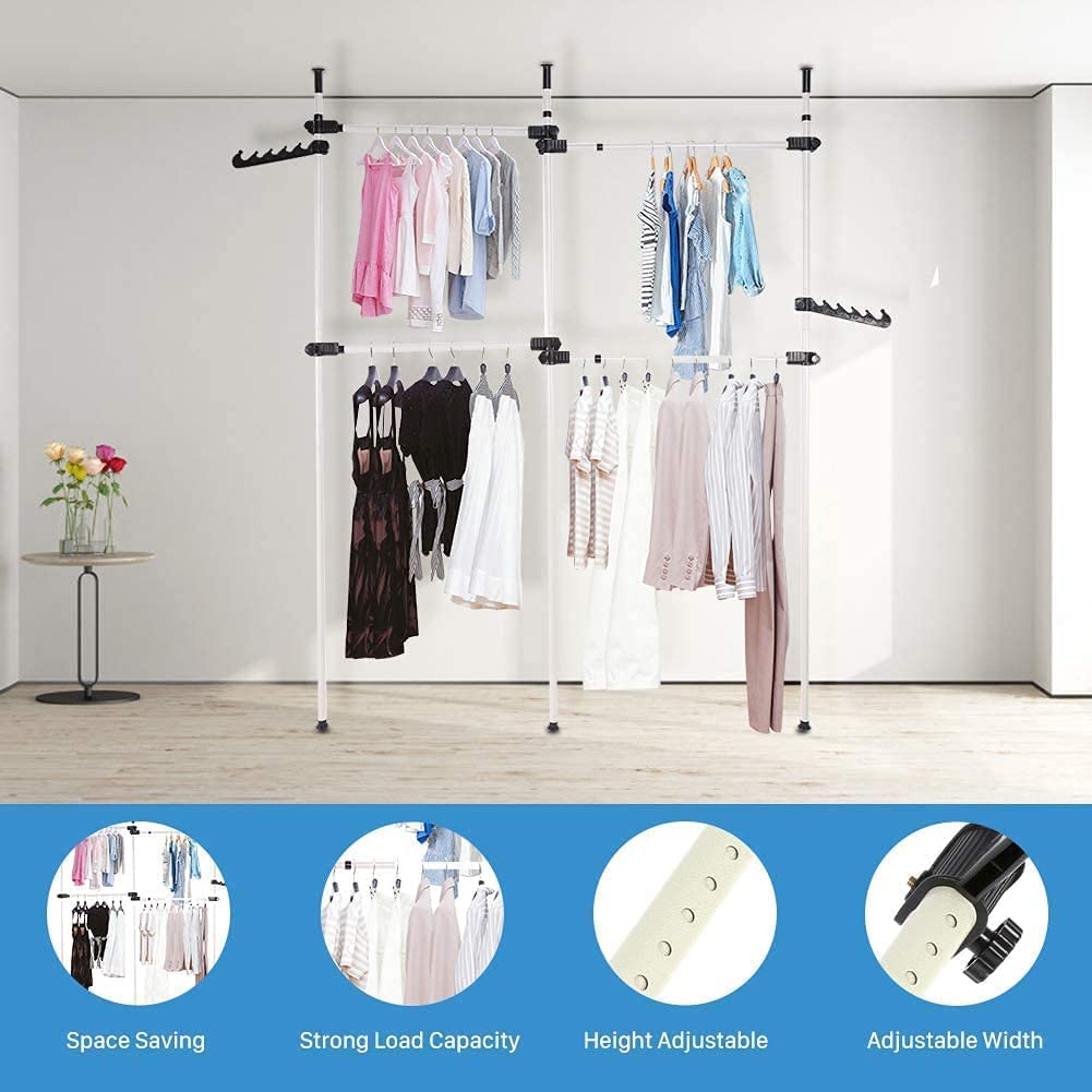 Farfi 2Pcs Hangers 3-step Telescopic Adjustment Traceless Foldable  Multifunctional Dry Clothes Anti-drop Clothes Hanger Rack Wardrobe Supplies  (Grey 