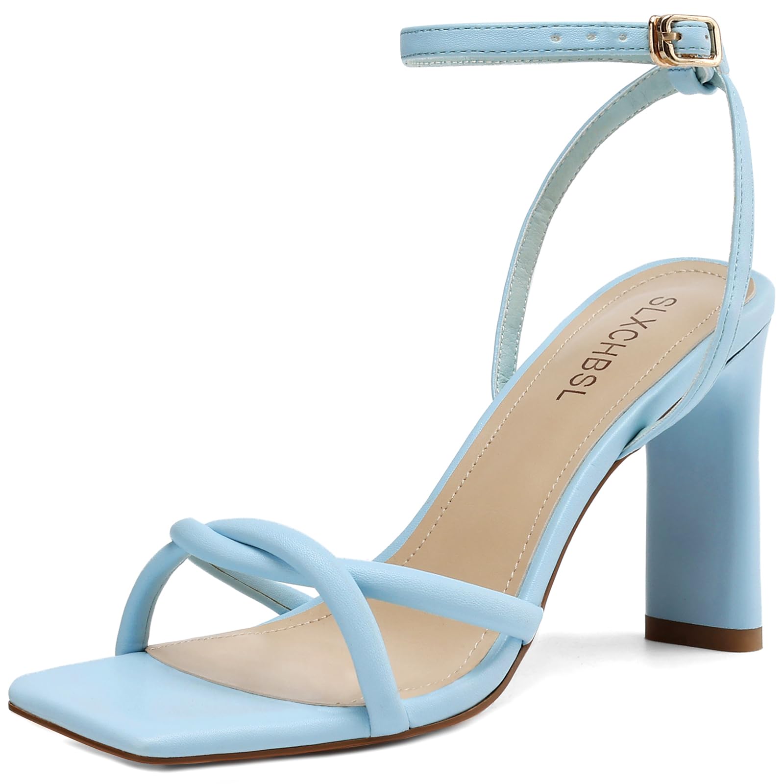 Chunky Heels for women, Strappy Square Open Toe Heeled Sandals | 3.3 Inch High Heel Shoes, Adjustable Ankle Strap, Comfortable for Daily Dress, Party, Prom, Formal