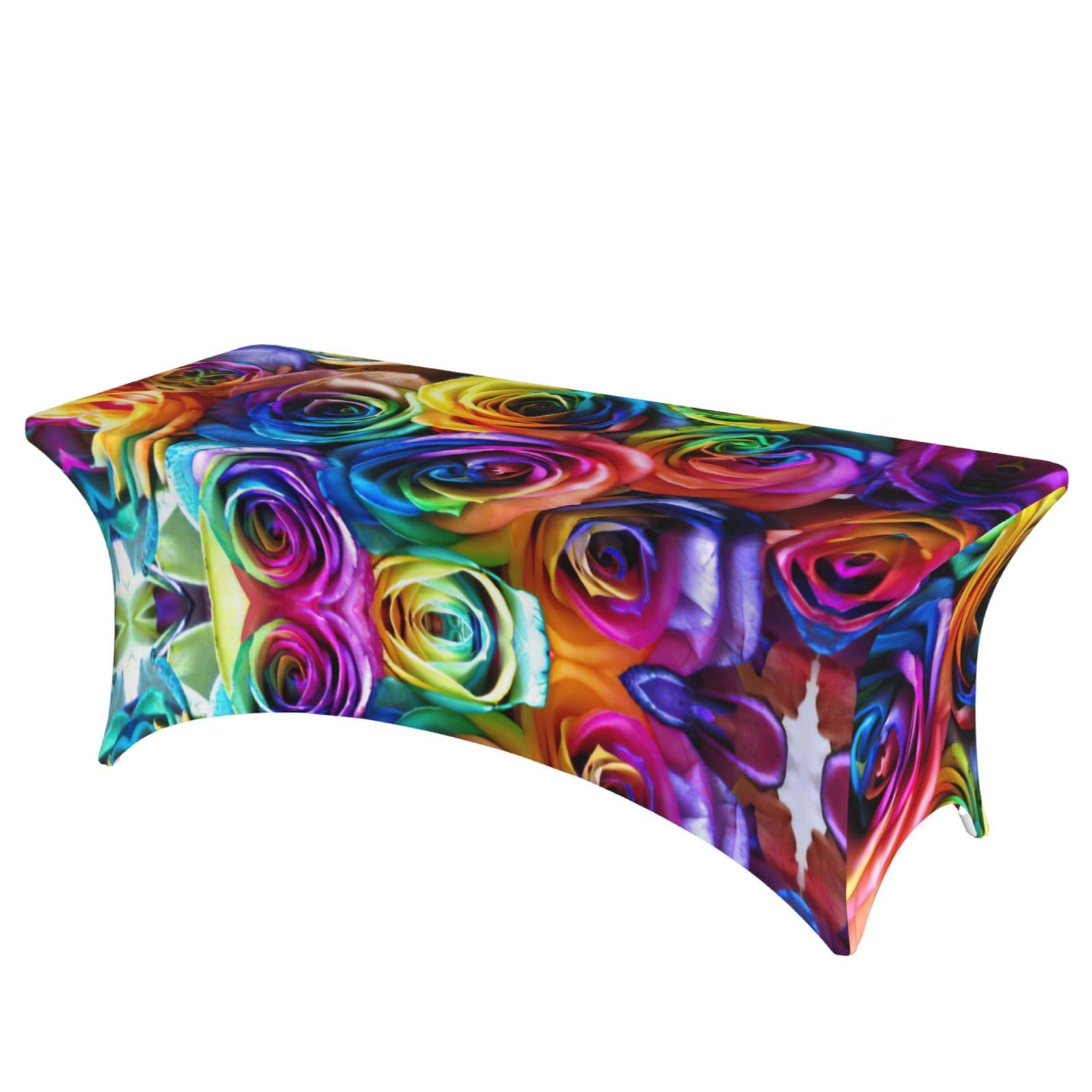 Nappe rectangulaire imprimé rose arc-en-ciel pour fête et mariage