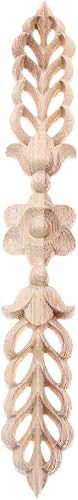 Miniatura 5 de Paquete de 4 apliques de madera para muebles, 9.6 x 1.4 in9.65 x 1.38 pulgadas, calcomanías laterales centrales de flores de hojas para gabinete,