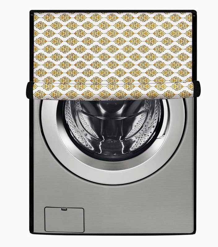Image of PVC Fully Automatic Front Load Washing Machine Cover Compatible For IFB 7 Kg, 7.5 Kg, 8 Kg, 8.5 Kg, 9 Kg Dimension 62 D X 64 W X 86 H Centimeters, Dmass Gold.