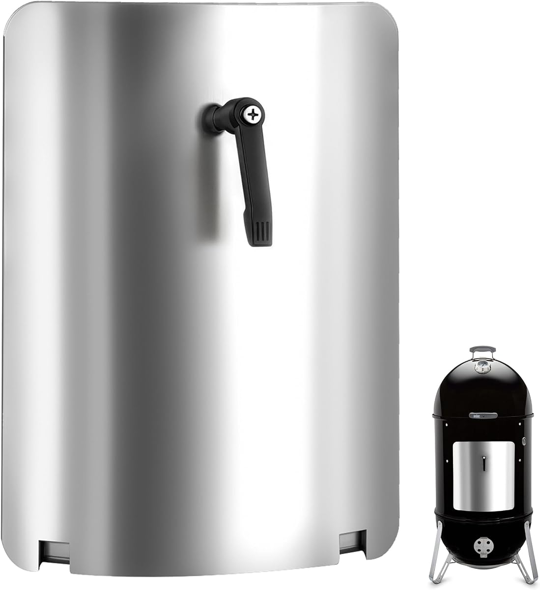 Conjunto de puerta para ahumador de carbón Weber Smokey Mountain Cooker de 18" | Accesorios BBQ WSM, reemplazo de puerta de ahumador de carbón para Weber #63018, con manija de bloqueo y junta de sellado, acero inoxidable