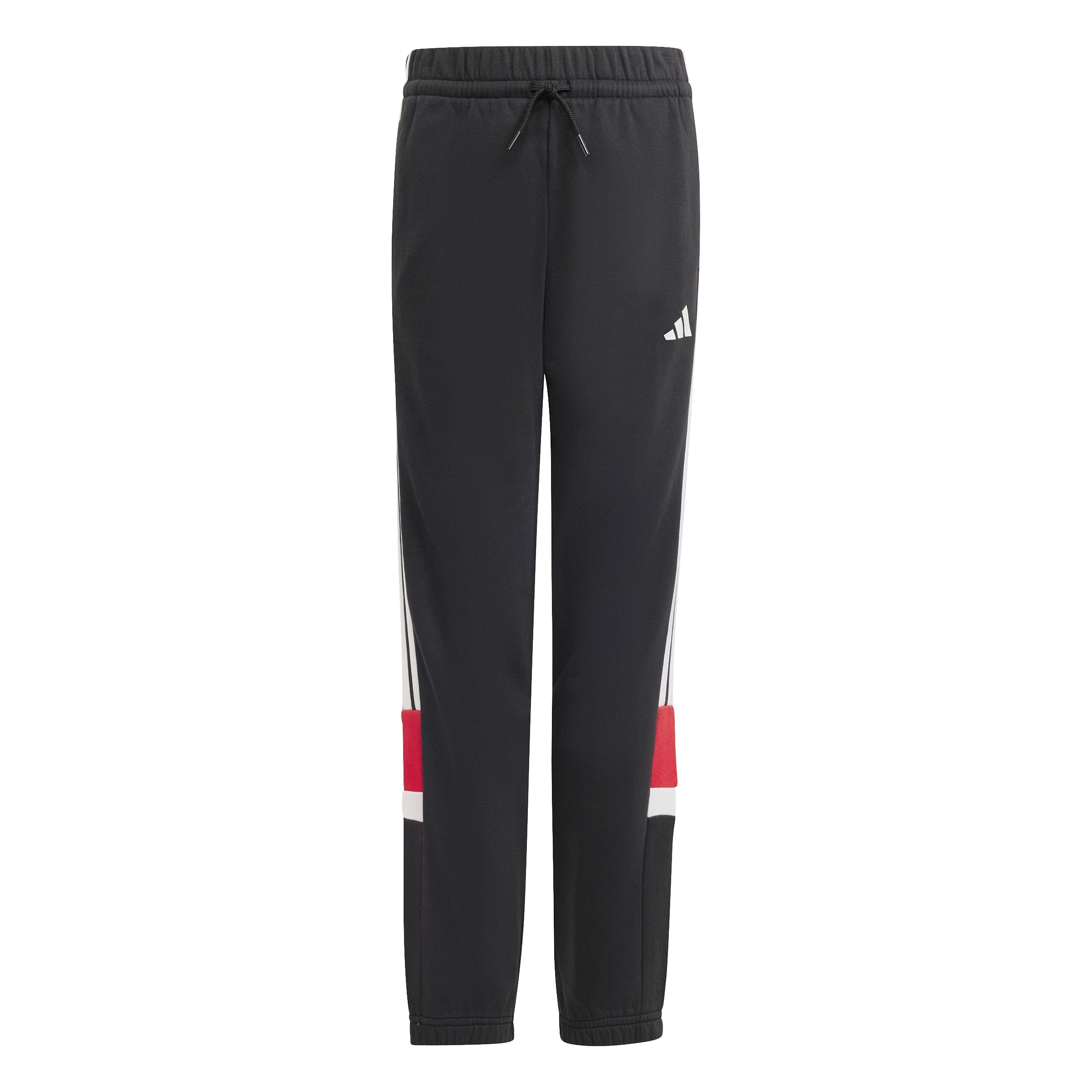 adidas Unisex Kids Seasonal Essentials TIBERIO 3 Stripes Fleece Pant, Black/White/Pure Ruby, 9-10 Years