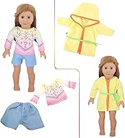 Vista 6 de 19 piezas de accesorios de ropa de muñeca para muñecas de 18 pulgadas, 10 juegos completos de ropa de muñeca, juego de traje de baño de muñeca, bata