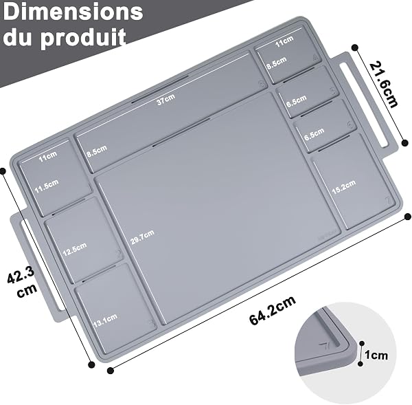 Mirthben Plaques de Construction avec Champs numérotés, Plateau de Construction pour Jouets, en Silicone de qualité supérieure, pour Encourager la créativité et l'ordre, Gris Clair - 2