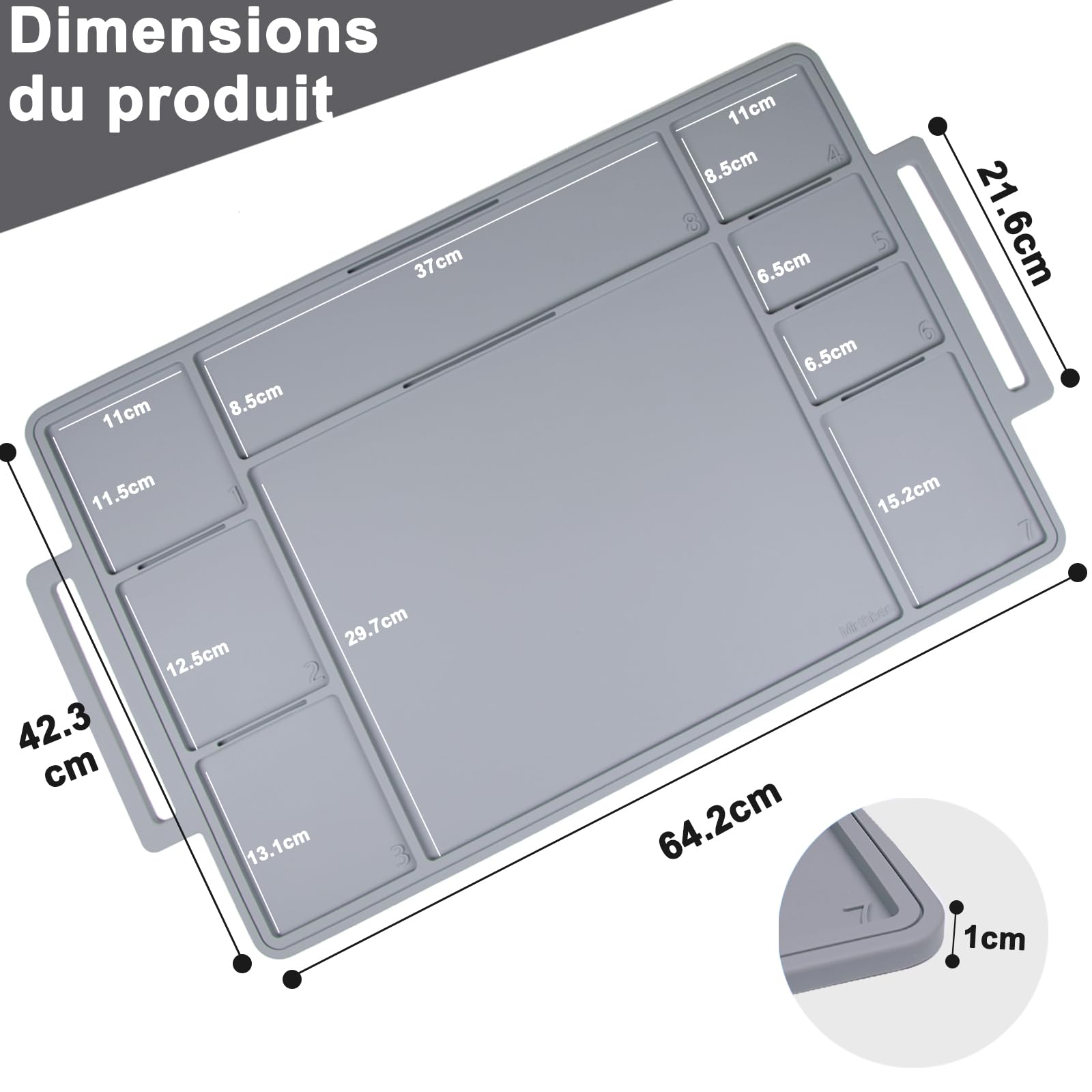Plaques de Construction avec Champs numérotés, Plateau de Construction pour Jouets, en Silicone de qualité supérieure, pour Encourager la créativité et l'ordre, Gris Clair - 2