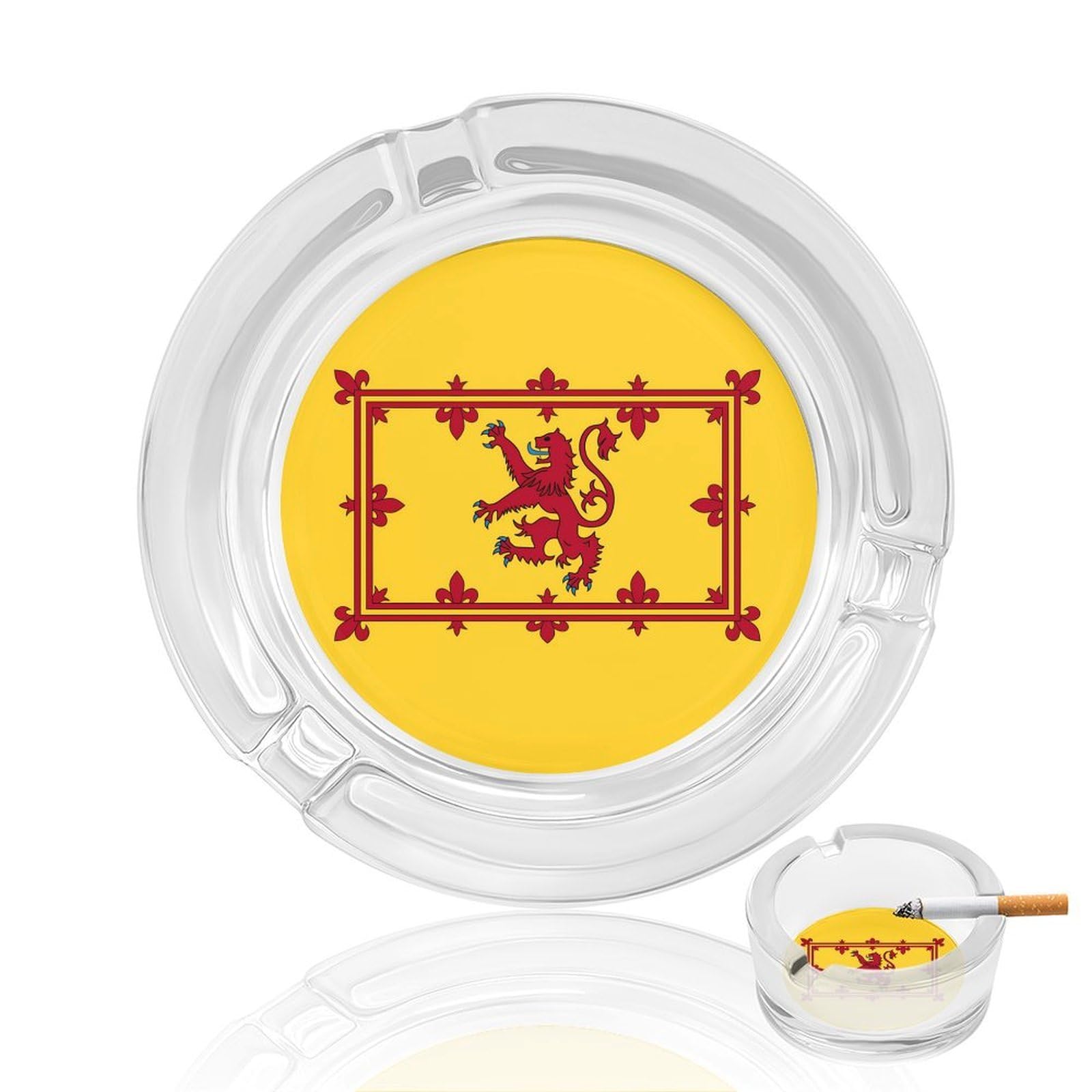 Scotland Flag Ashtray Portable Round Glass Outdoor Ash Tray for Home Office Garden Pub