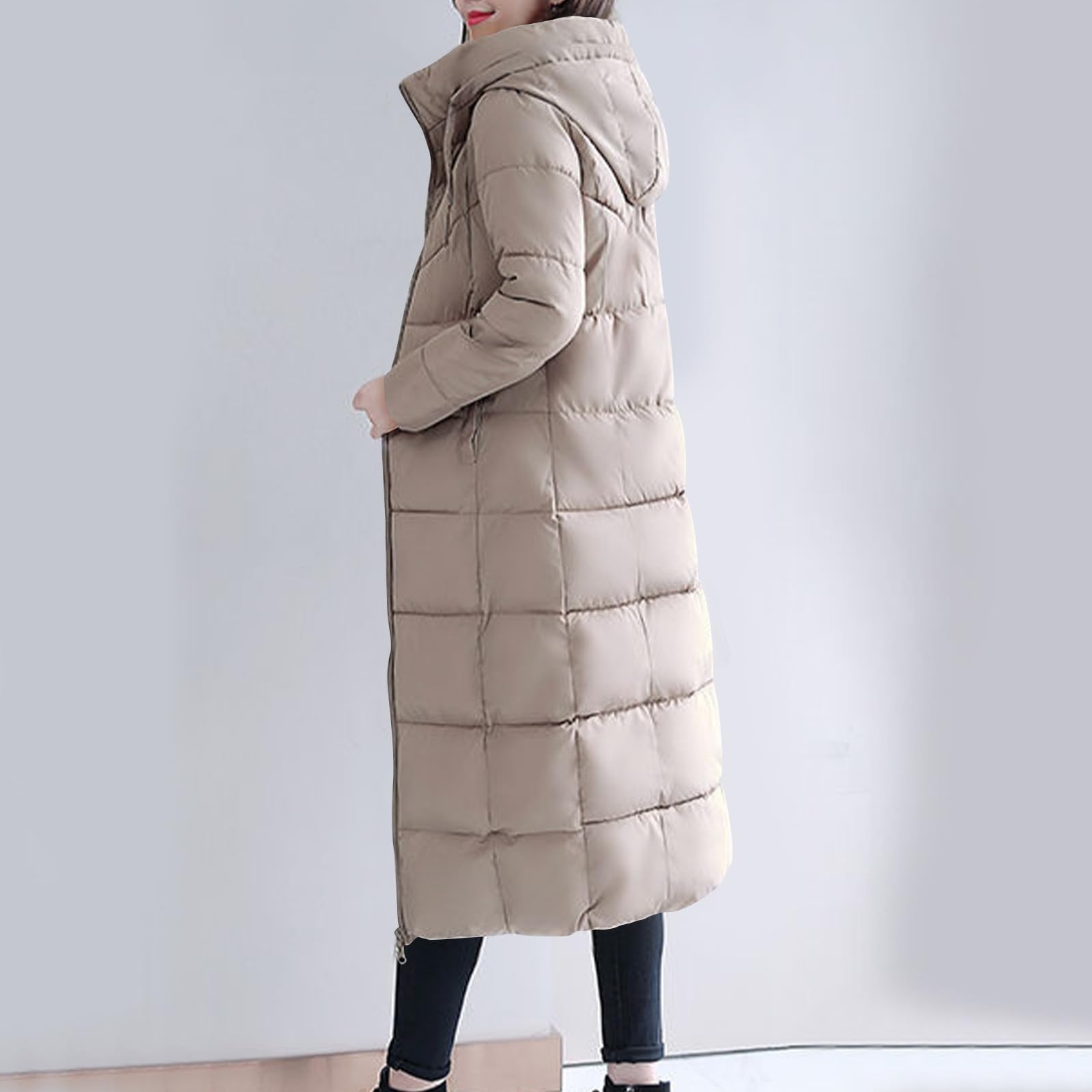 Generisch Giacca invernale da donna, lunga e resistente, calda, spessa piumino, capispalla con antivento, casual, alla moda per il freddo