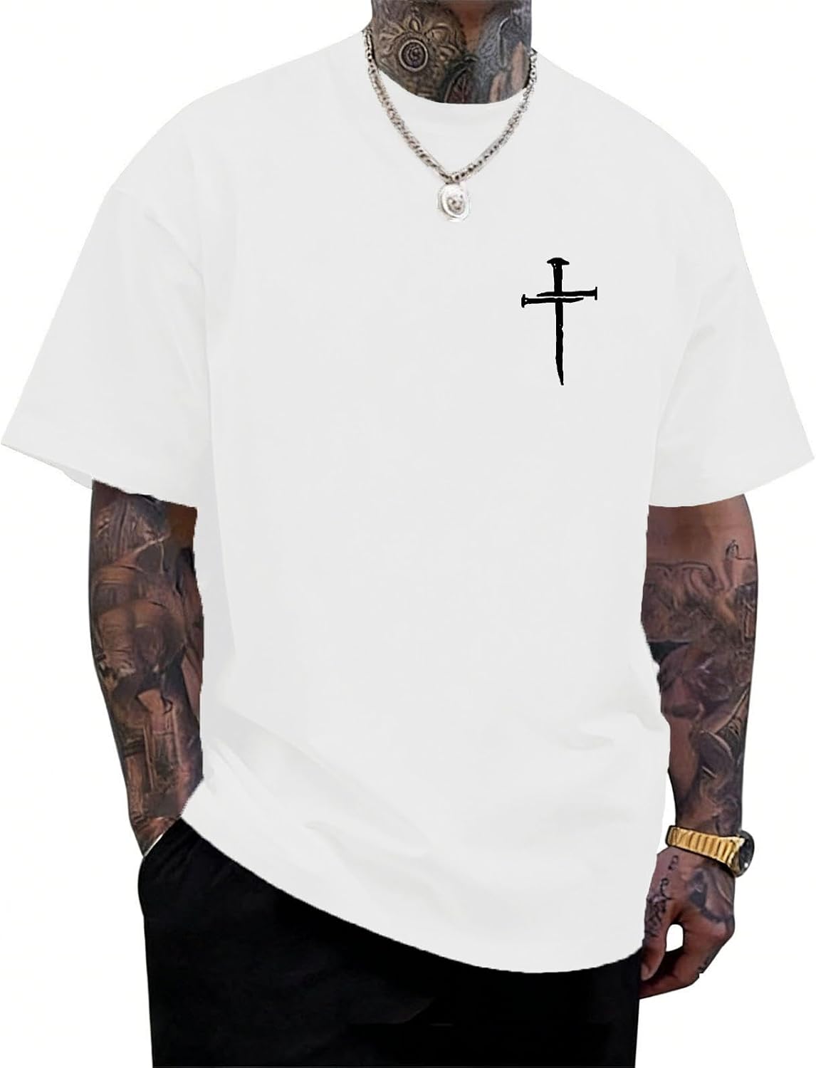 Christian Shirts for Men The Way The Truth The Life Faith T-Shirt Jesus Cross Casual Crew Neck Short Sleeve Tops