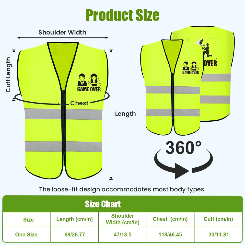 Addio al Celibato, Gilet Riflettente Sposo, Decorazione Giubbotto di Avvertimento, Maglietta Jga, Idea Regalo Divertente per Futuro Sposo Costume Addio al Celibato Uomo