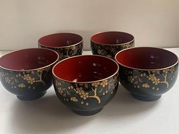 Amazon.co.jp: 北斎 金漆器 金彩蒔絵 高級 山中漆器 金桜柄 汁椀