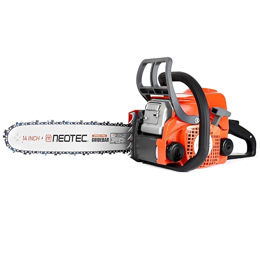 NEOTEC 31.8cc Gas Chainsaw, 14 Inch Gasoline Powered Chain Saw 2-Stroke Gas Chainsaws, Portable Chain Saw for Tree Wood Cutting NS832