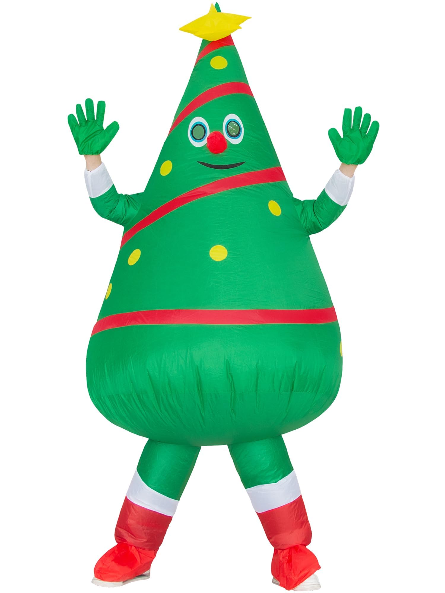 Costume gonfiabile per albero di Natale, per adulti, divertente, cosplay, festa di Natale, Verde, Large