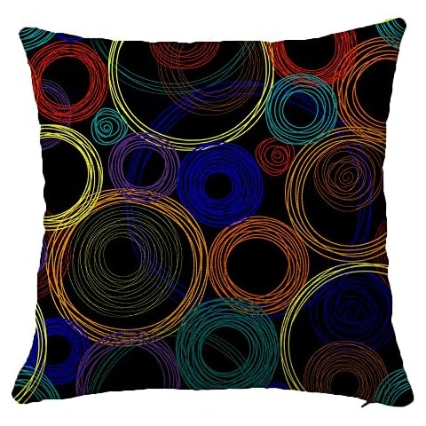 Hangood Cushion Cover Black Colored Circles Throw Pillow Case Home Decorative Living Room Sofa Chair 18x18 Inch Pillowcase 45x45cm Cover