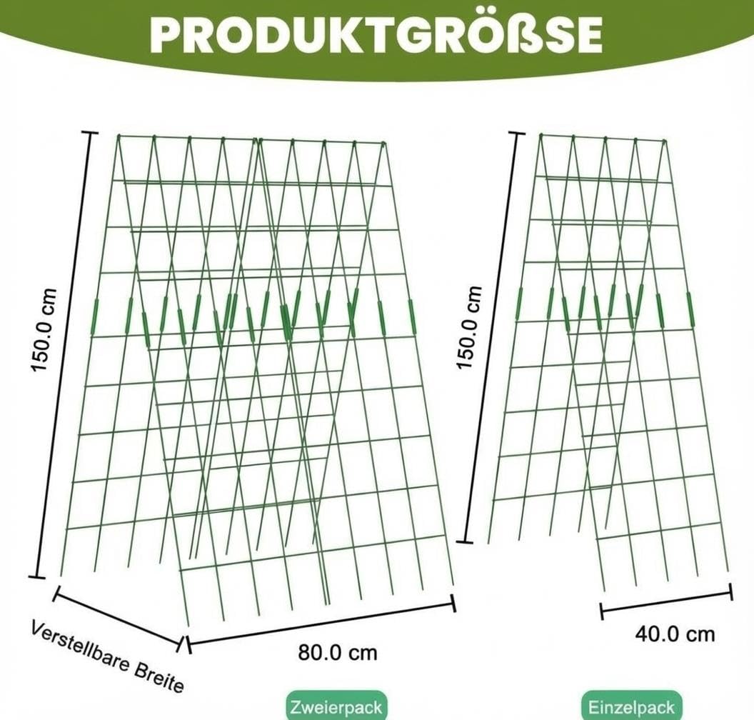 Rankgitter für Tomaten & Gurken, 2 Stück 100cm-Metall Pflanzenständer Rankhilfe Set, A-Form Gitterspalier für Kletterpflanzen, Gemüse & Obst