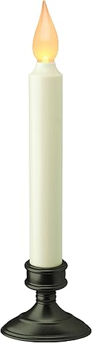 FPC1205A - Vela de ventana sin llama de 9 pulgadas con llama parpadeante ámbar y temporizador con sensor de atardecer a amanecer, base de bronce