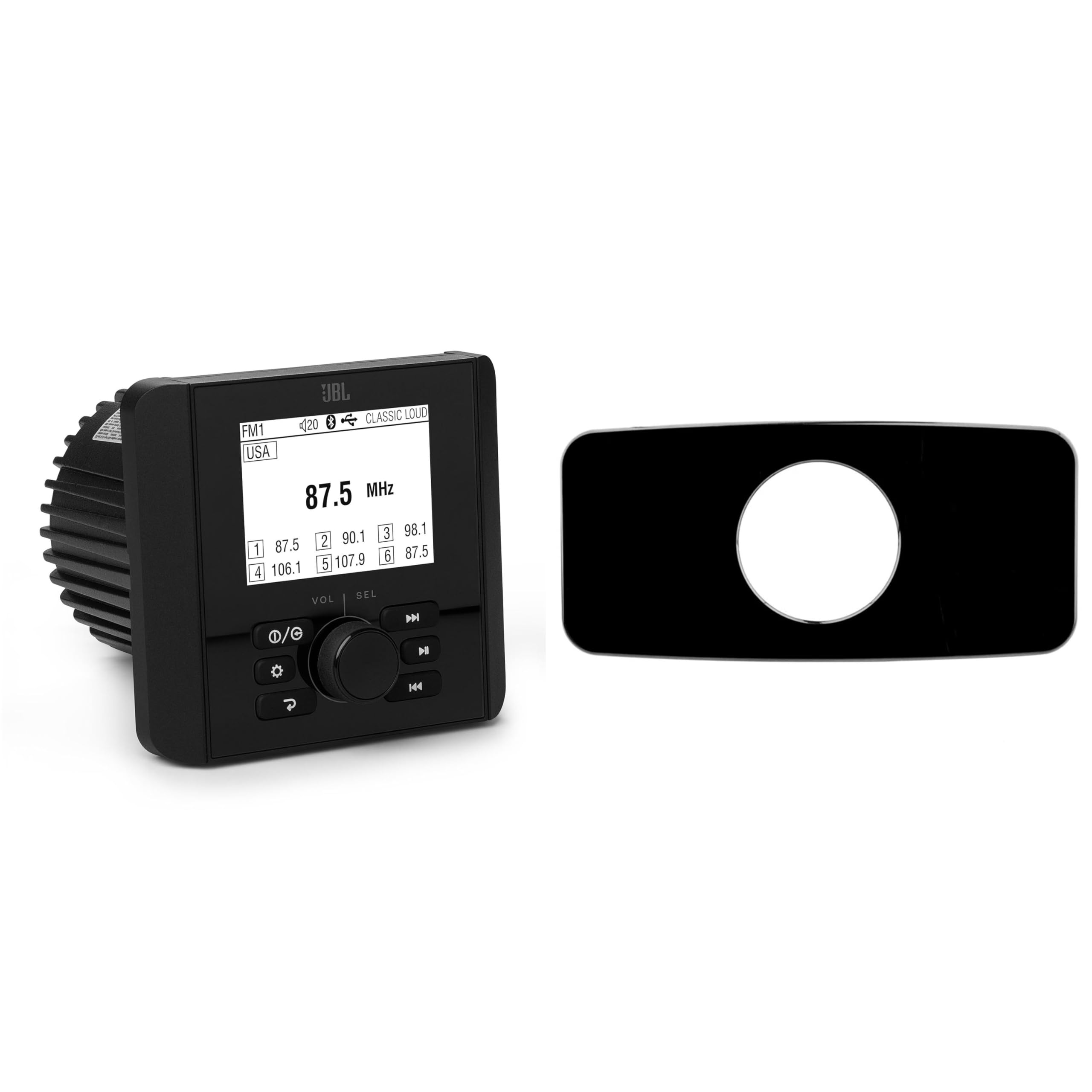 JBL JAM3000 Gauge-Mount Marine Receiver with AM/FM, High Power Output, Bluetooth with SEADASH3B Universal Marine 3