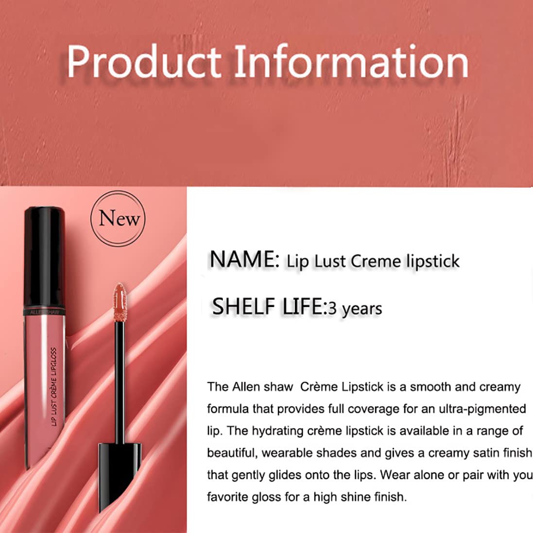 12 Color Cream Texture Lipstick Waterproof, Lip Lust Creme Lip Gloss Waterproof Lipstick, Long Lasting Moist Lip Gloss Plumper Liquid Lipstick, Lip Plumper Gloss (12 Colors)