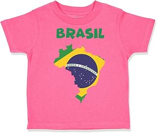Toddler T-Shirt Original Names Brazil Brazil Cotton Brazil Boy & Girl Clothes Brazil Map Baby Funny Tee Hot Pink Design Only 4T