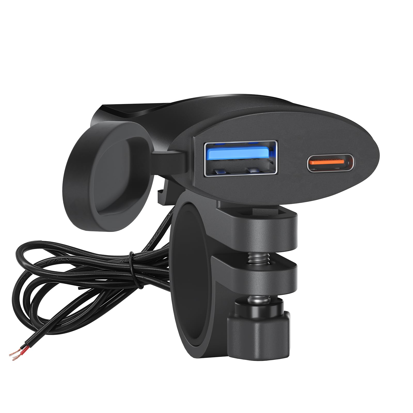 DC12V-24V Motorcycle Ultra Thin A+C QC3.0 Charger with Intelligent Switch ABS Dual Port Fast Charging