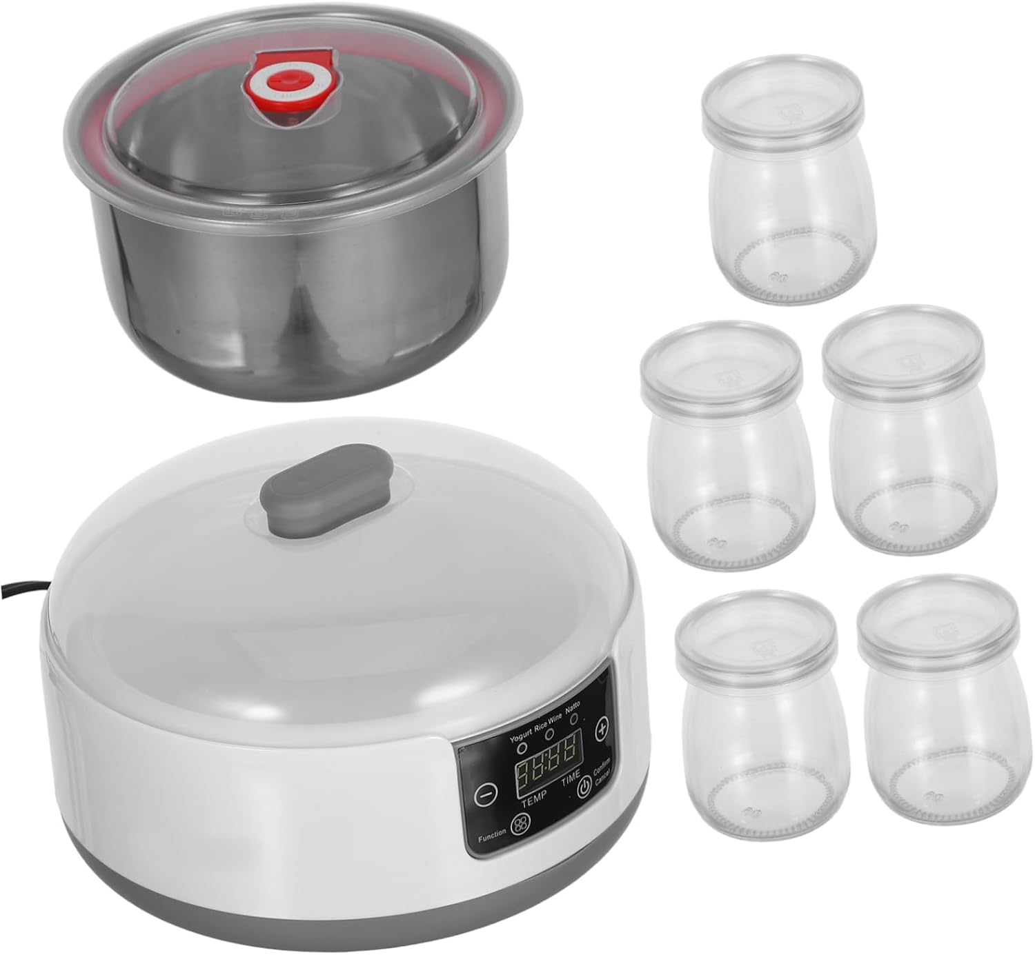 Electric Yogurt Maker with LCD Display and Temperature Control for Homemade Yogurt Capacity Hour Timer Includes Jars Automatic Fermentation Machine