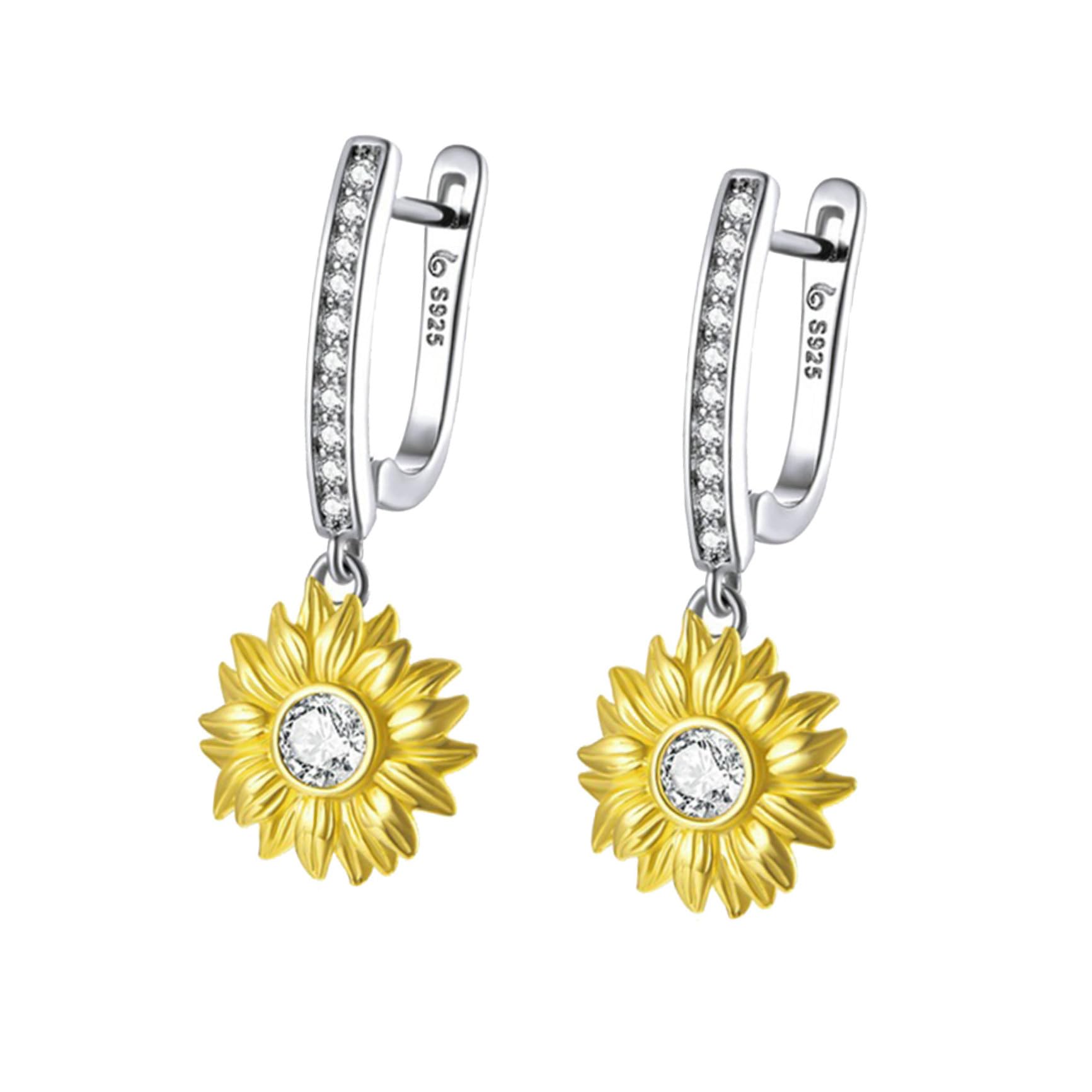 Pendientes de girasol para vestidos de verano joyas de plata Healeved 8
