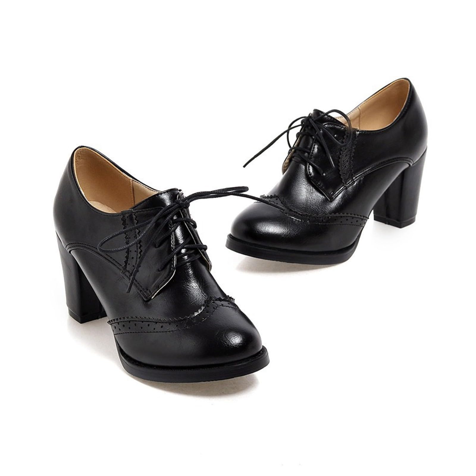 2026 Chaussures rétro à talon épais pour femme grande taille