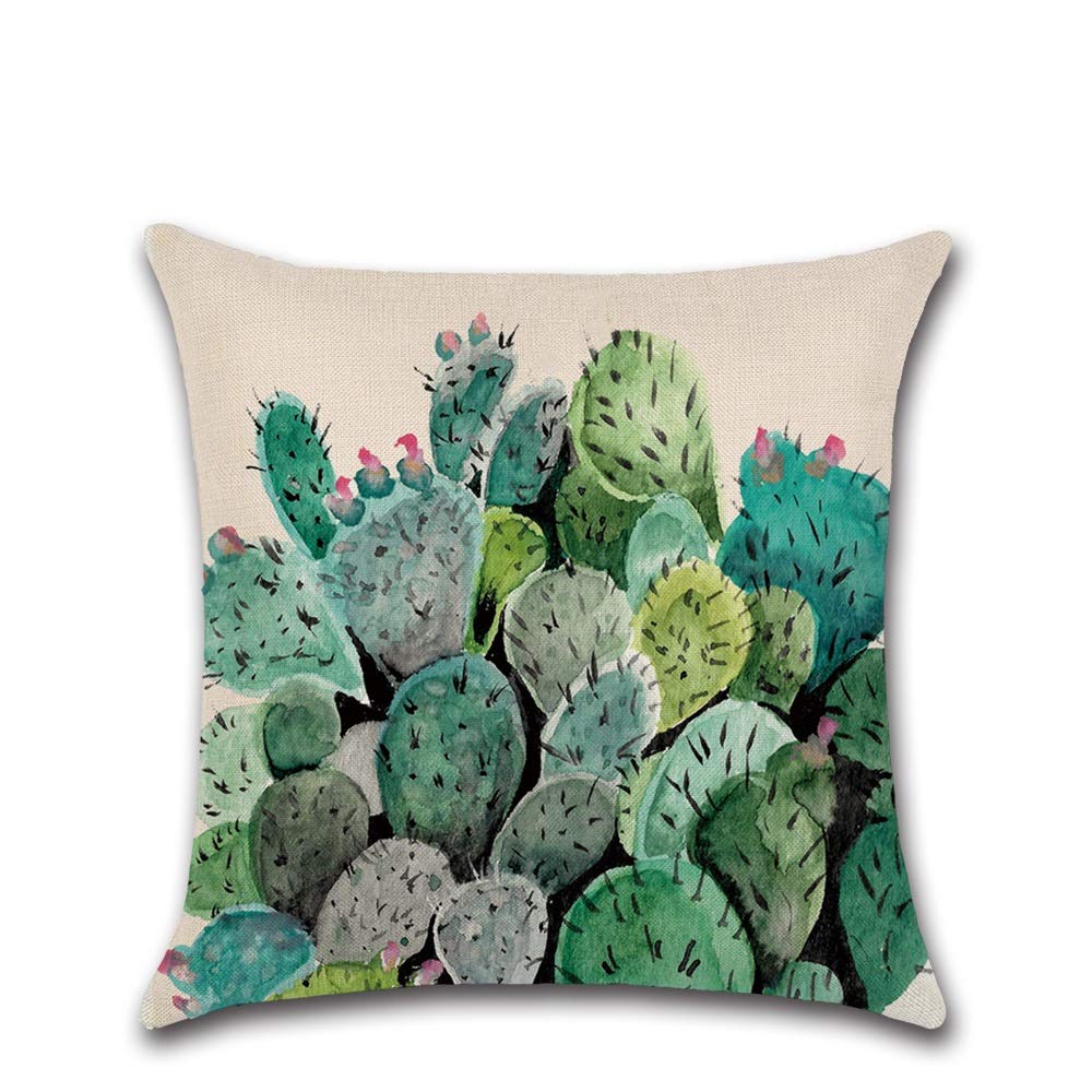4 Pack Fodera per Cuscino Cotone Lino Copricuscini 45x45 cm Federe Cuscini Quadrato Federa Vintage Cuscino Caso Fodere per Divano Letto Auto Soggiorno Home Decor, Tropicale Fiore Foglie Modello