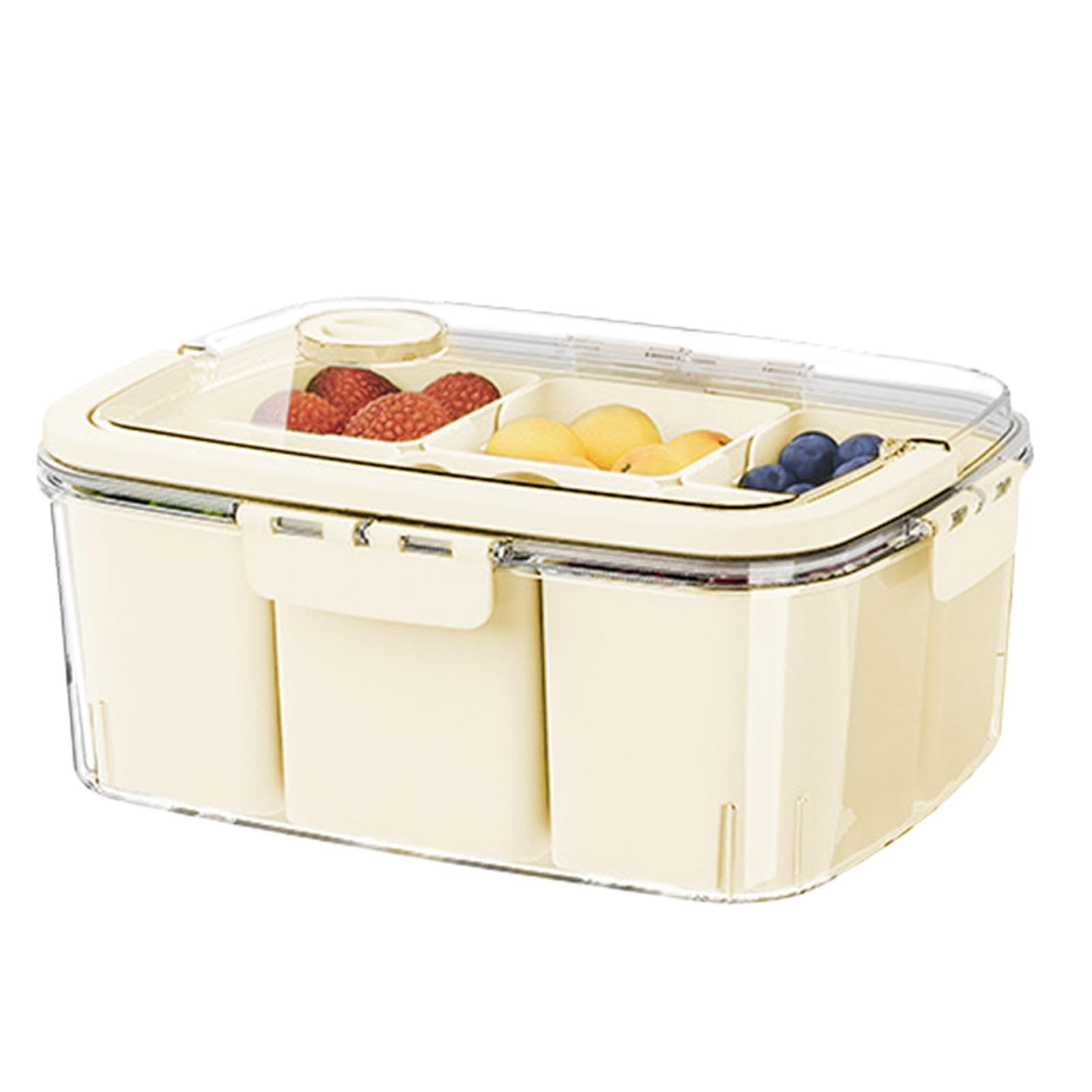 Vassoio da portata diviso, contenitore per alimenti, scatole trasparenti per snack, sigillate e croccanti, con coperchio, con manico, contenitori per il pranzo per verdure, caramelle, frutta