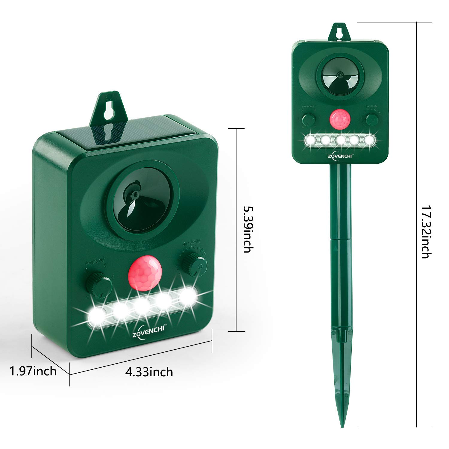 ZOVENCHI Ultrasonic Dog Chaser,Animal Deterrent with Motion Sensor and