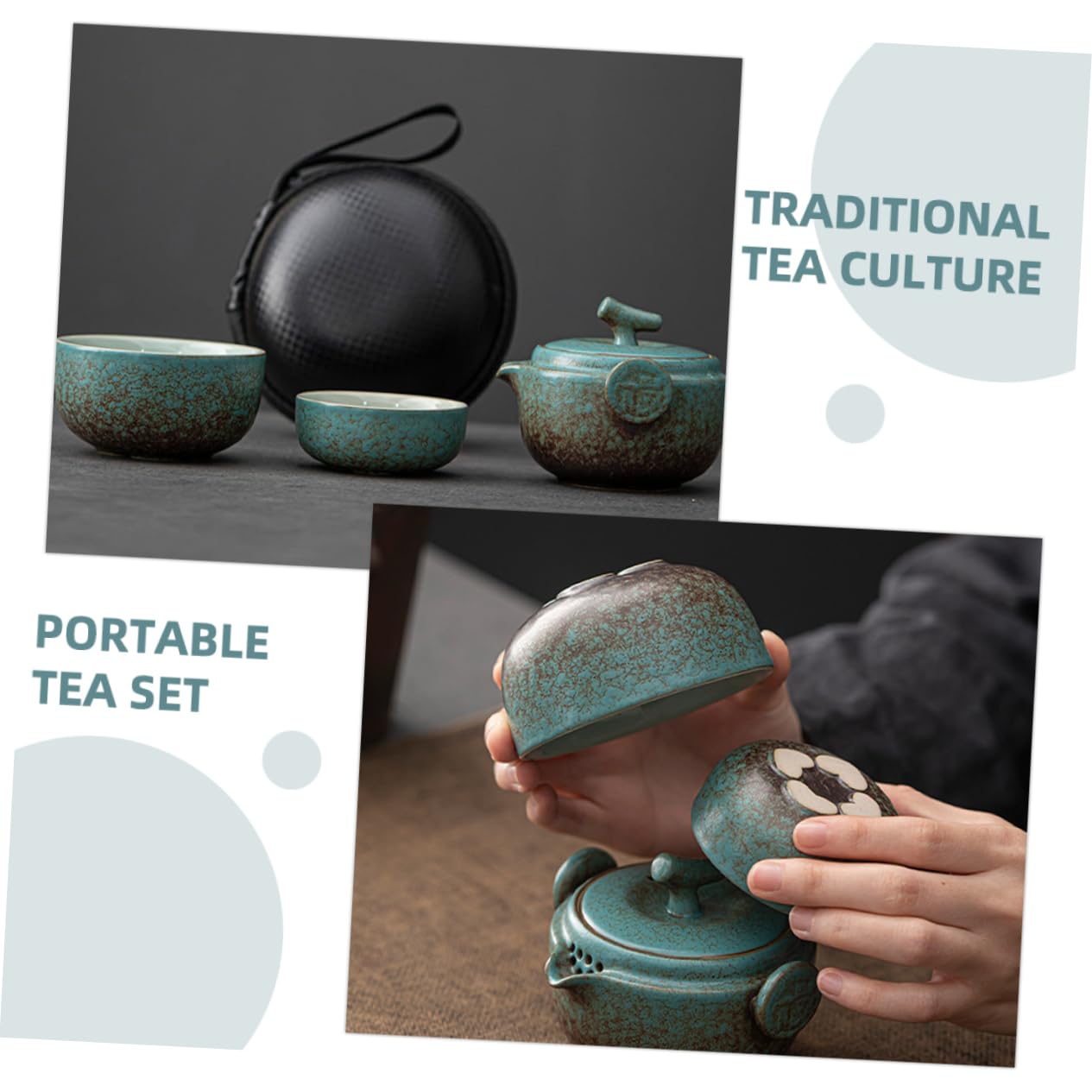 Teekanne Satz mit Stövchen und Tassen aus Chinesischer Keramik Tragbares Porzellan Teekannen Satz für Teepartys und Elegante Geschenkideen