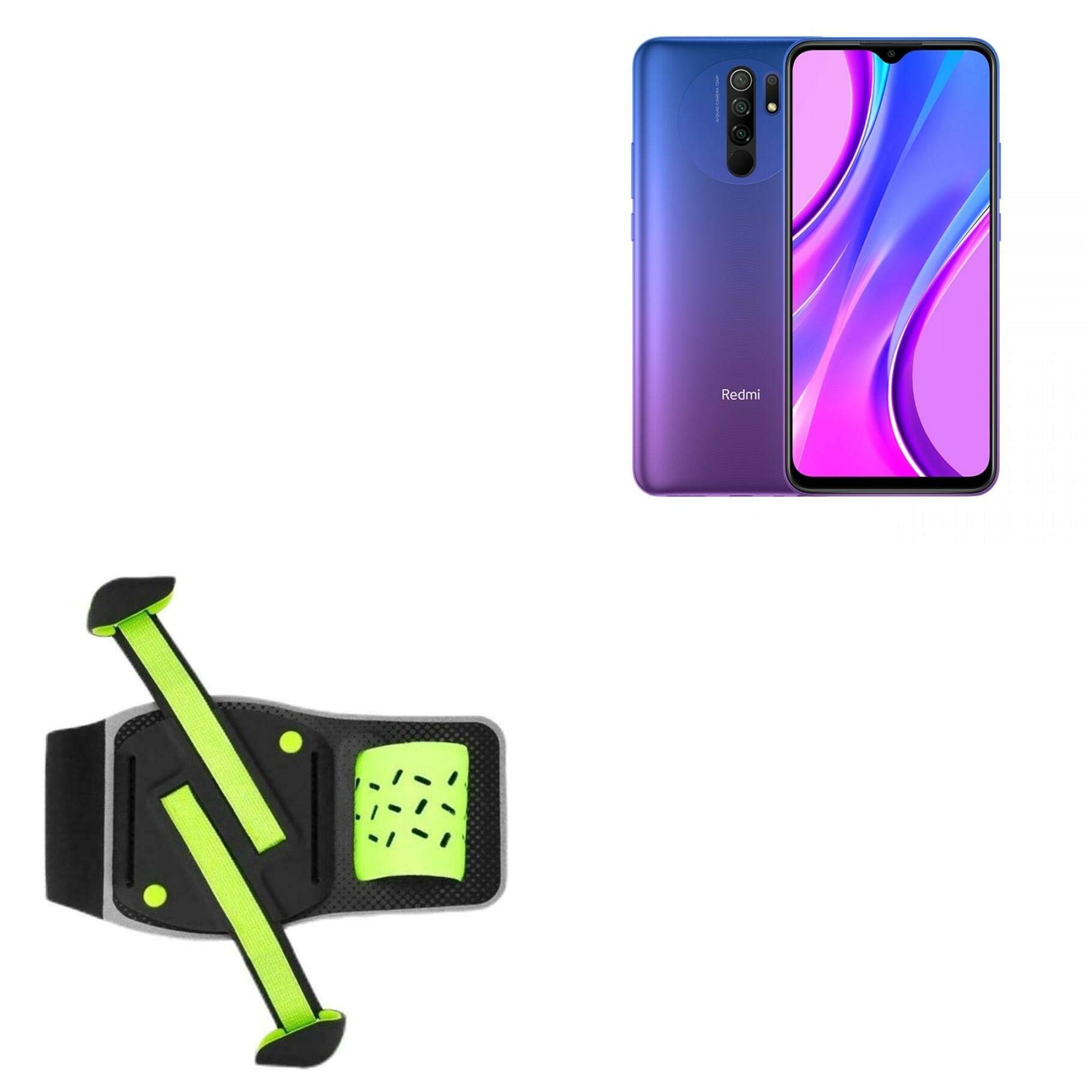 BoxWave Holster Compatible with Xiaomi Redmi 9 Prime - FlexSport Armband, Adjustable Armband for Workout and Running - Stark Green