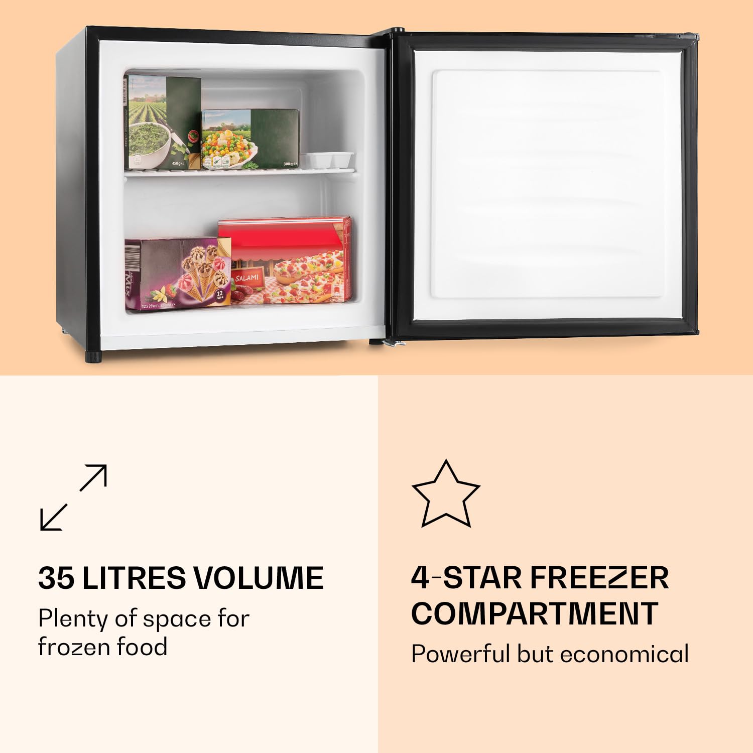 Klarstein No Frost Portable Vertical Freezer 33 L, Low Consumption with Shelf and Scraper, Suitable for Home and Office — view 3