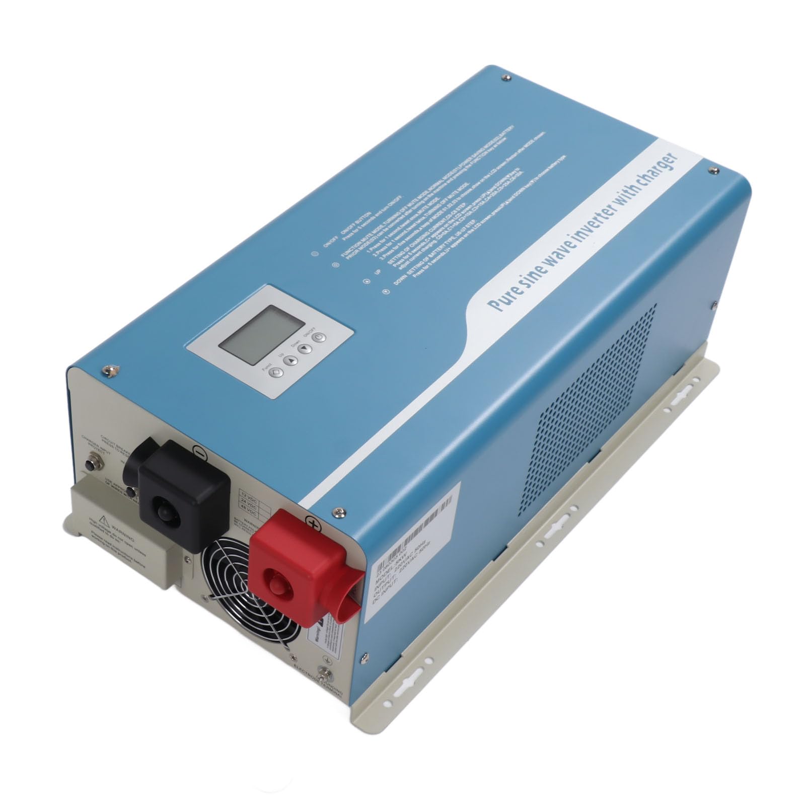Caricabatterie Inverter Sinusoidale Puro da 2000 W Ad Alta Efficienza con Display LCD per Uso Domestico Ed Esterno in ABS e Acciaio Inossidabile (48 V)