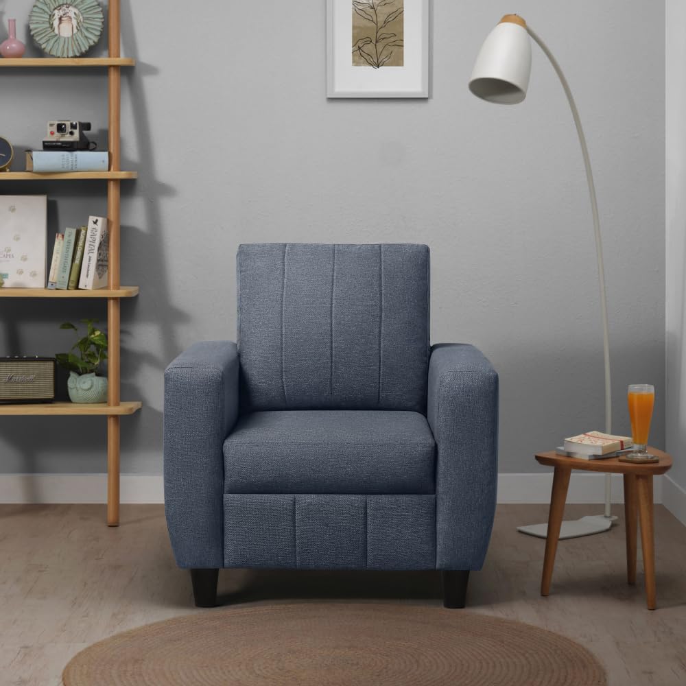 Sleepyhead Bae Designed by Duroflex - 1 Seater Sofa Chair, Premium Fabric |Space-Saving Design |Comfort & Easy Maintenance |3 Years Warranty |Stylish Single Seater for Living Room - Ocean Blue