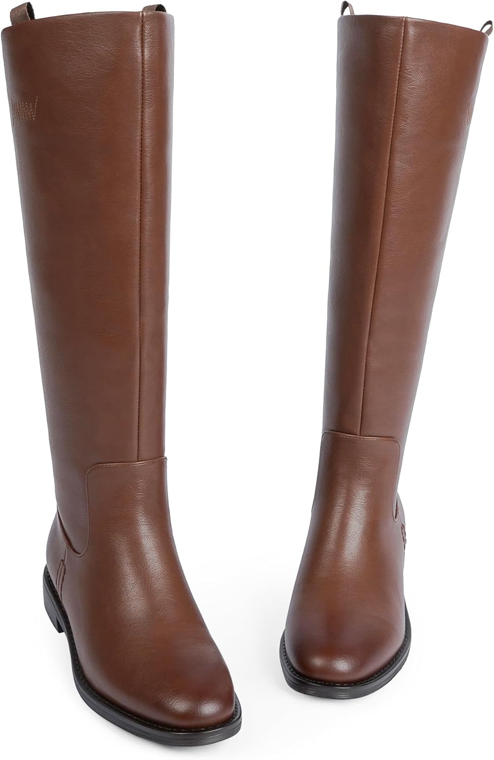 Modatope Knee High Boots Women Rounded Toe Flat Retro Bais Opening Low Chunky Heel Riding Boots - Image 6