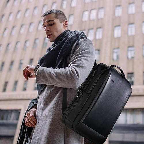 Miniatura 9 de BOPAI Mochila antirrobo 15.6 pulgadas portátil negocios delgado colegio hombro mochila resistente al agua sintética cuero mochila para hombres