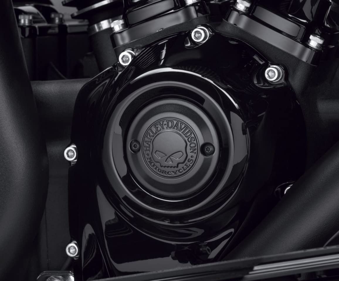Harley-Davidson Zündungsdeckel Timer Deckel Willie G Skull mit Montagezubehör für Softail ab 18 & Touring ab 17 Schwarz