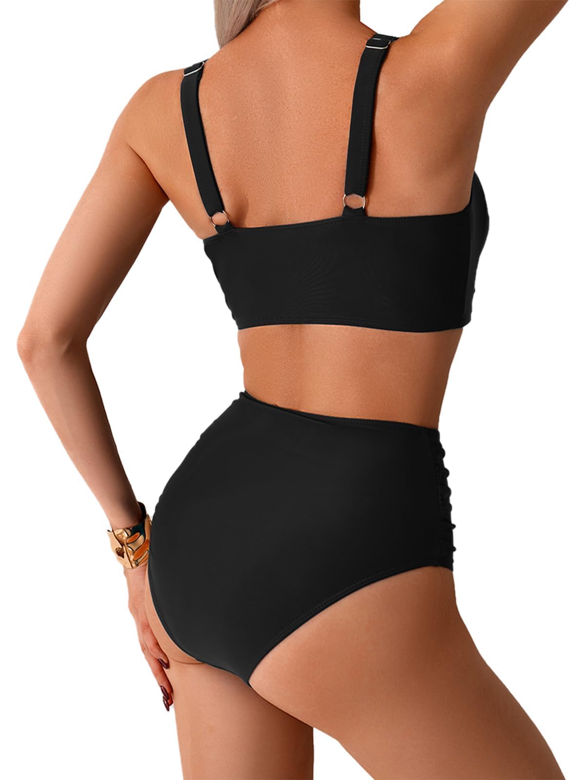 Damen Badeanzüge Bikini Set, Bauchweg Lace Up Badeanzug Zweiteiliger Bauchweg Bademode Swimsuit für Damen