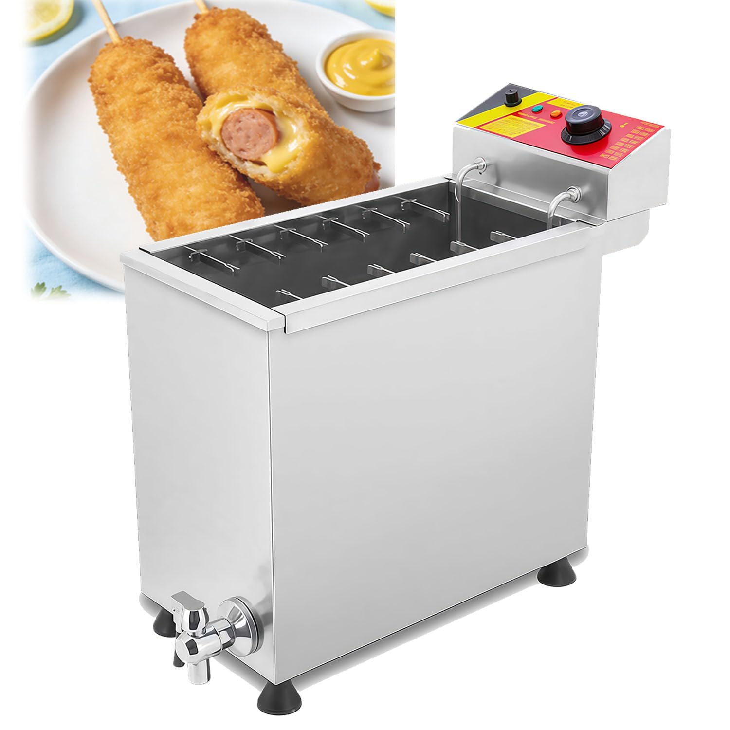Macchina per Produrre Bastoncini Macchina Hot Dog Commerciale capacità 25 Litri Con 12 Ganc Friggitrice Gas Professionale Friggitrice per Ristorante,Cucina Domestica, Snack Bar