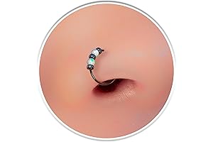 Petite Black Nose Ring Hoop, 24 Gauge Nose Jewelry with Opal