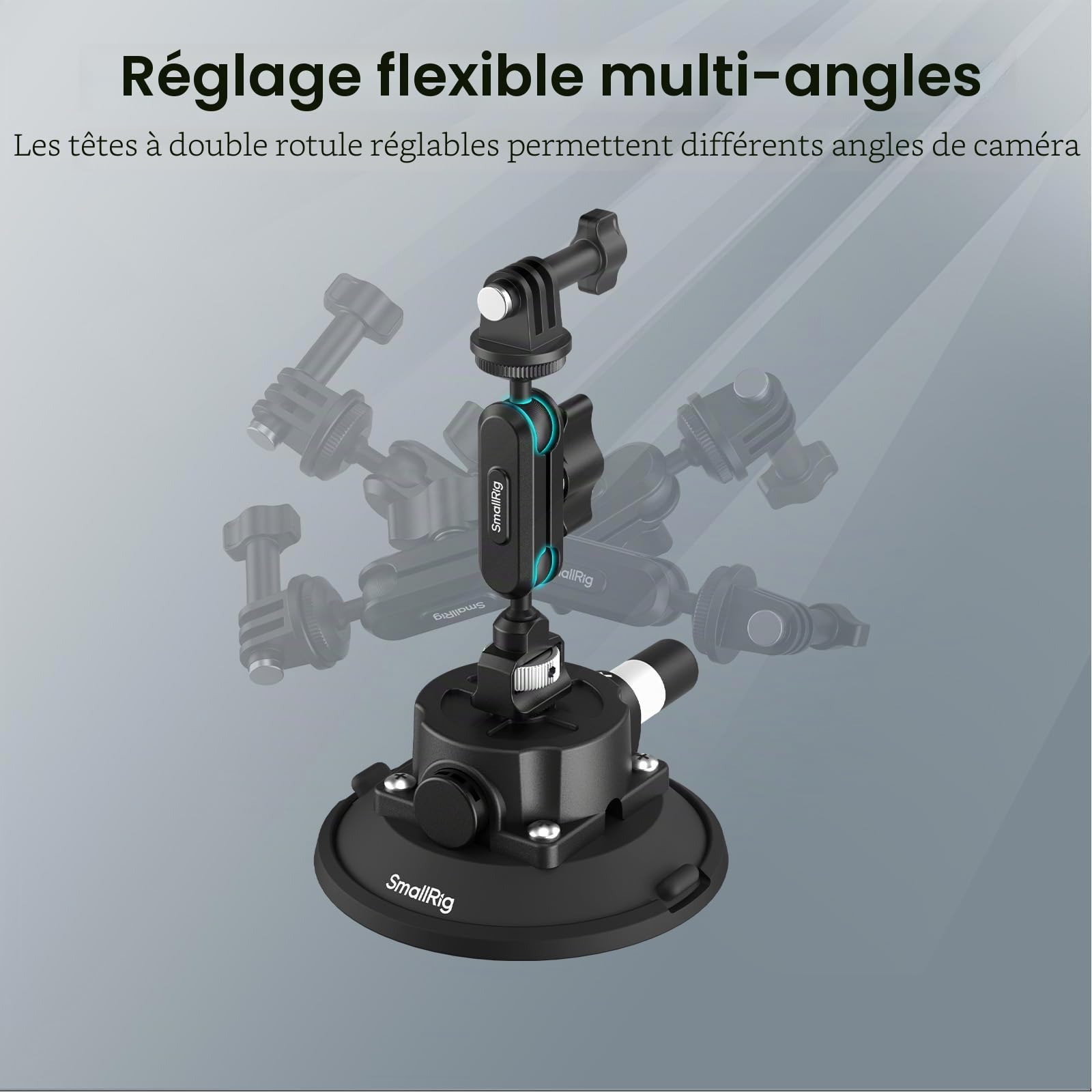 SMALLRIG Support à Ventouse 4,5" avec Bras Articulé à Rotule, Compatible avec Les Caméras d'action DJI Osmo Action 6/5 Pro/4, Insta360 x5 et GoPro 13/12, Charge Maximale 1,5 kg - 5855B