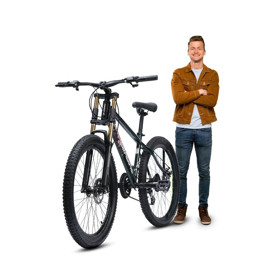 CRADIAC Terminator | 21 Gear Shimano Gear | Jak 7 Disk Brakes | 27.5T Mountain Bike | Double Crown Front Suspension | Dual DISC | Stunt Cycle |Dual Tone Paintjob | Stunt Cycle (British Racing Green) |-image-2