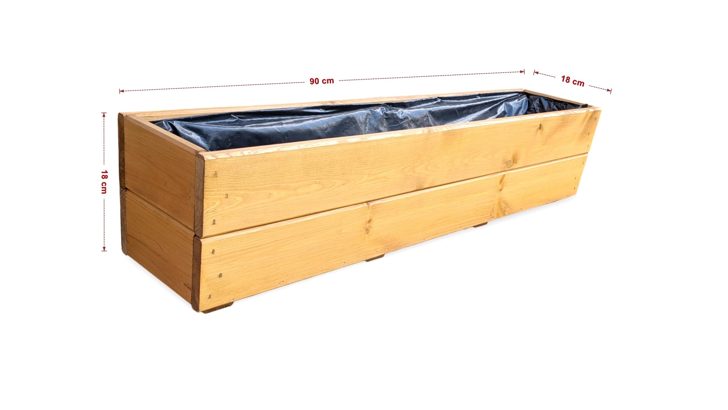 Holz Pflanzkasten 90 cm  Blumenkasten aus imprgnierter Fichte mit Folie &  Drainage  Wetterfeste Balkon Pflanzbox fr Garten Terrasse Fensterbank   Fertig montiert, D27 (Eiche, 90 cm): Amazon.de: Garten