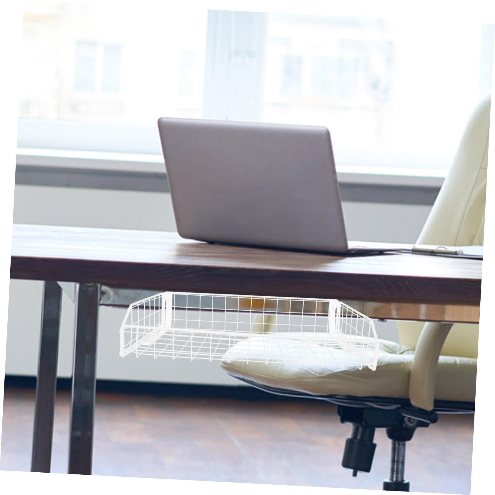 ABOOFAN Organisateur de Câbles sous Bureau Blanc en Fer, Panier de Rangement Réutilisable pour Gestion des Câbles, pour Bureau et Espace sous Table