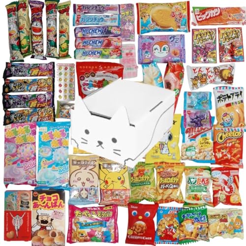 【30個以上】 わくわく駄菓子 アソートセット <ねこ耳BOX> 定番 景品 可愛い箱 ネコ好き うまい棒 ビッグカツ よっちゃん ロングセラー 懐かしい味 小袋 スナック グミ プレゼント 贈り物 個包装 パーティー お楽しみ
