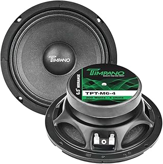 Timpano TPT-M6-4 6.5 Inch Car Speakers, 4 Ohm, 200 Watts Max Power, OEM Replacement Car Speaker, Easy to Install Without Amplification (Pair)