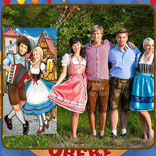 Image of Tudomro Oktoberfest Couple Photo Door Banner Party Decorations 6 x 4 ft Oktoberfest Photo Prop Bavarian Backdrop Door Banner Backdrop Supplies for Themed Party Decor German
