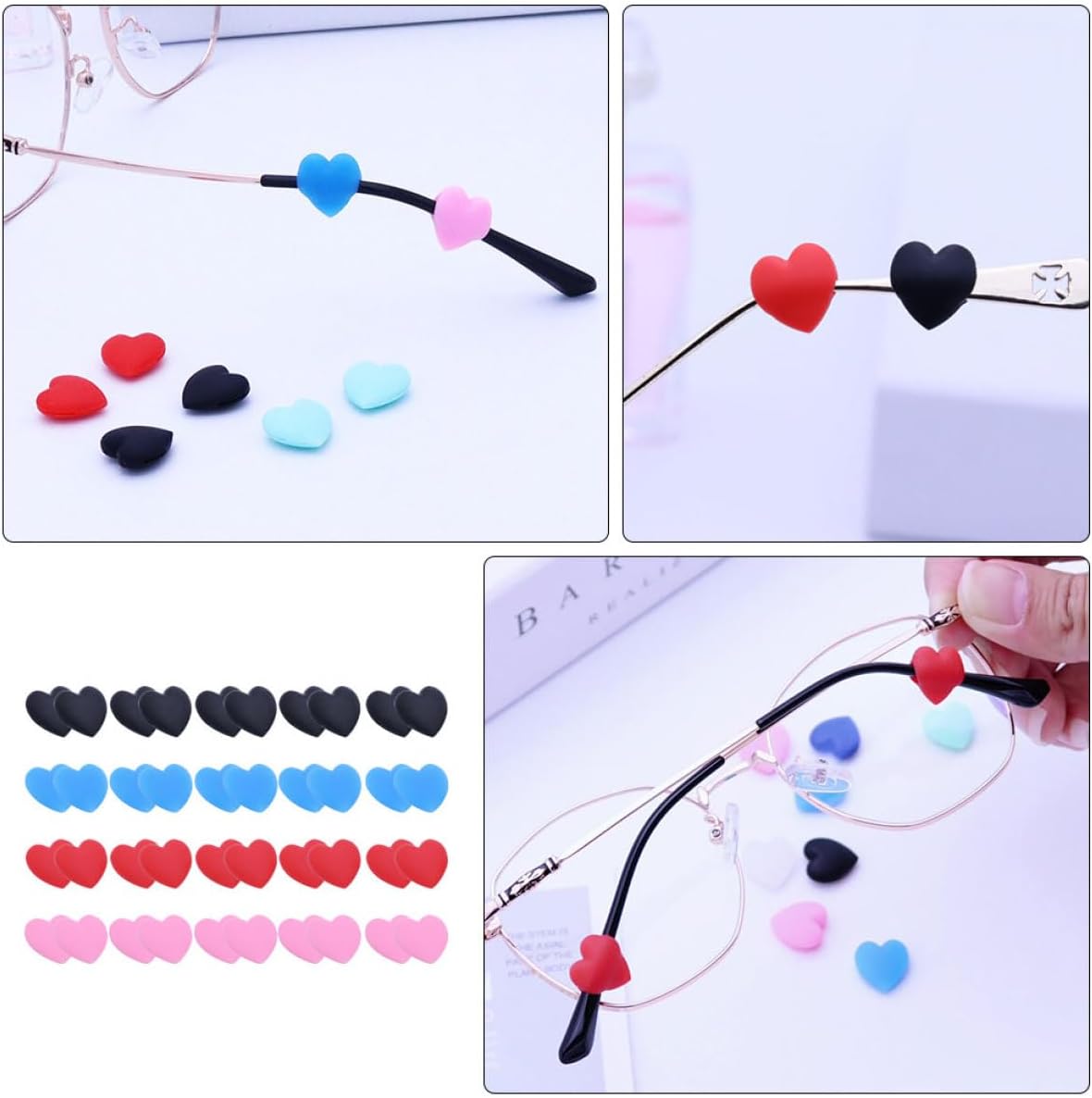 20pairs Silicone Glasses Ear Grip Slip Eyeglass Retainer Glasses Accessories Comfortable Eyewear Ear Grips for Boys and Girls Adults