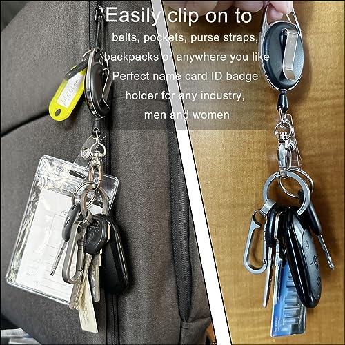 Retractable Badge Reel with Claw Clasp and Clip for Id Card Holders (2Pack) - Thumbnail 5